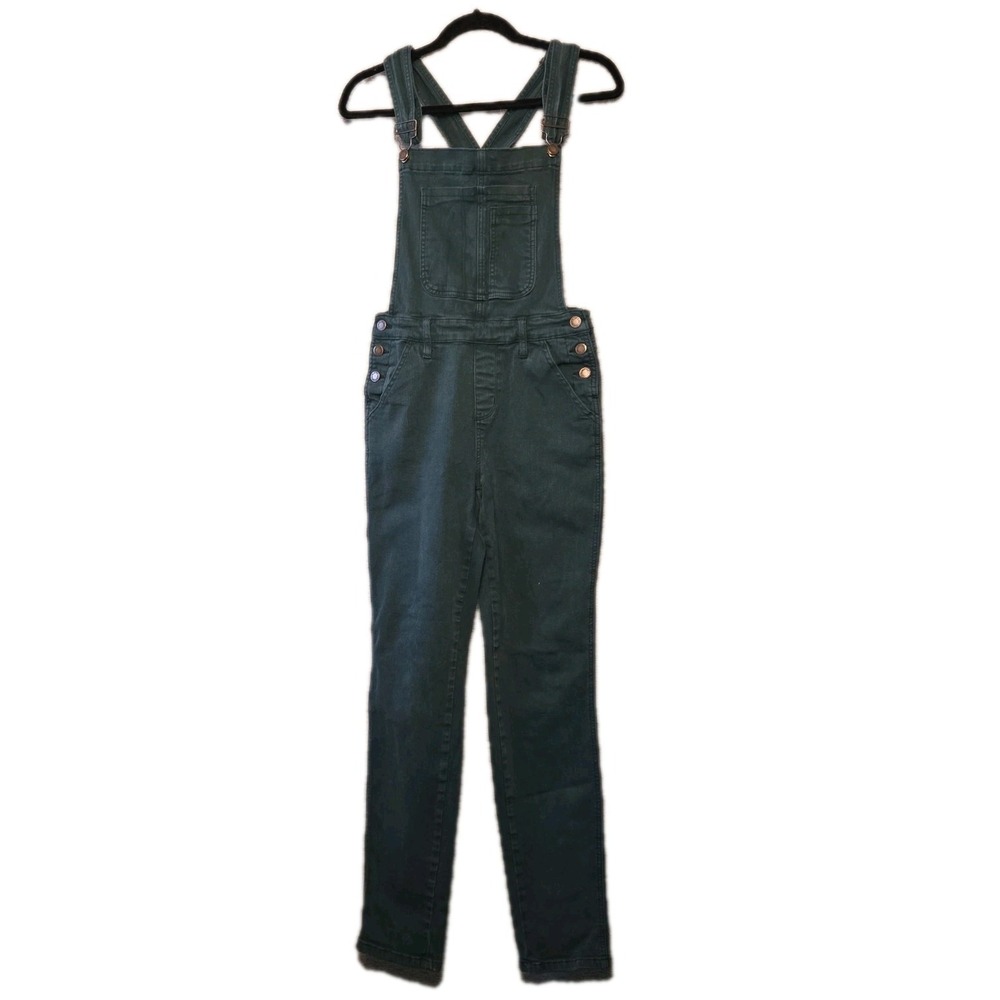 Judy Blue Jeans MEDIUM Green Boyfriend Double Cuff Denim Overalls High Waist
